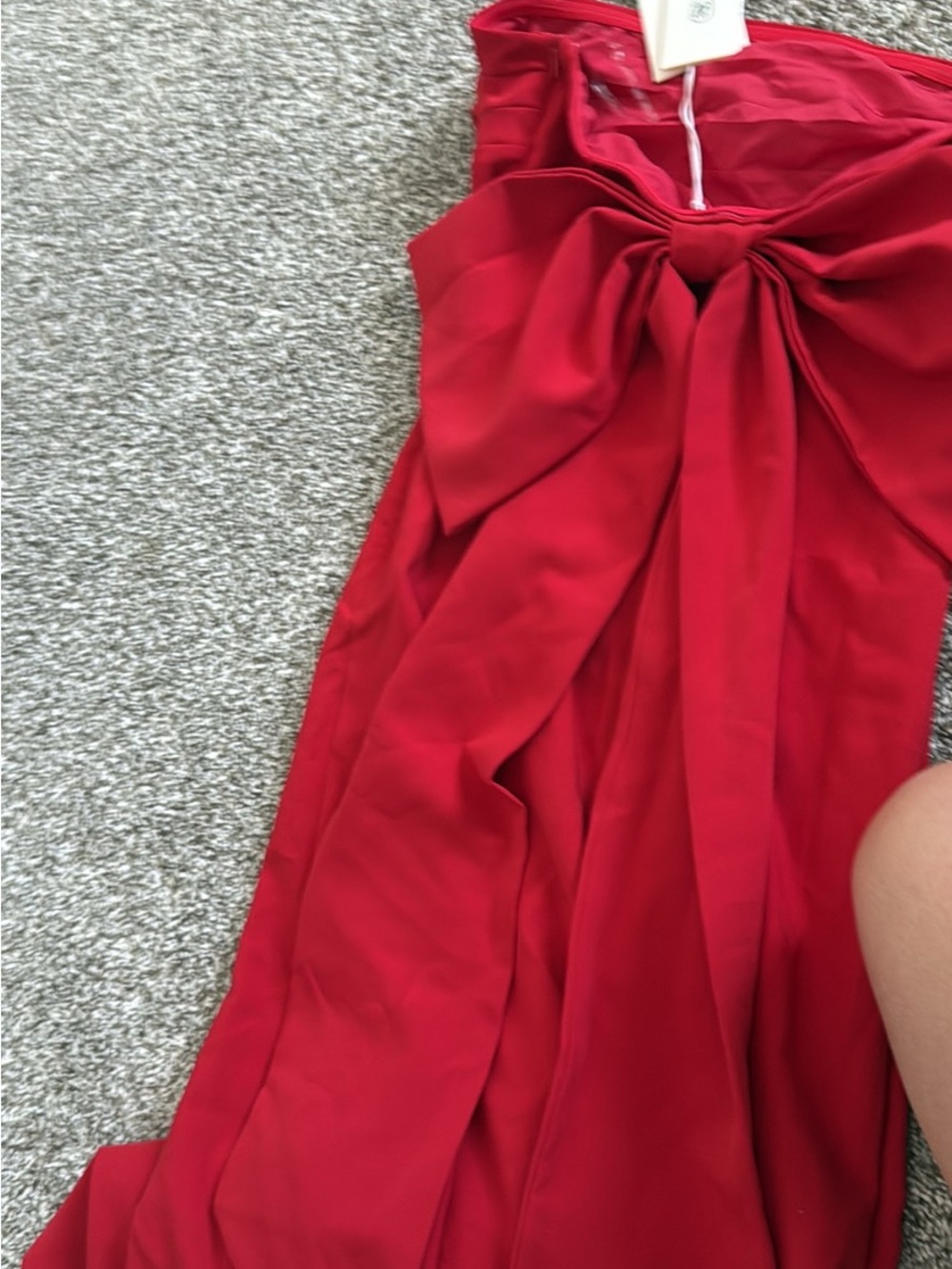 Peppermayo Red Strapless Dress with Bow Accent